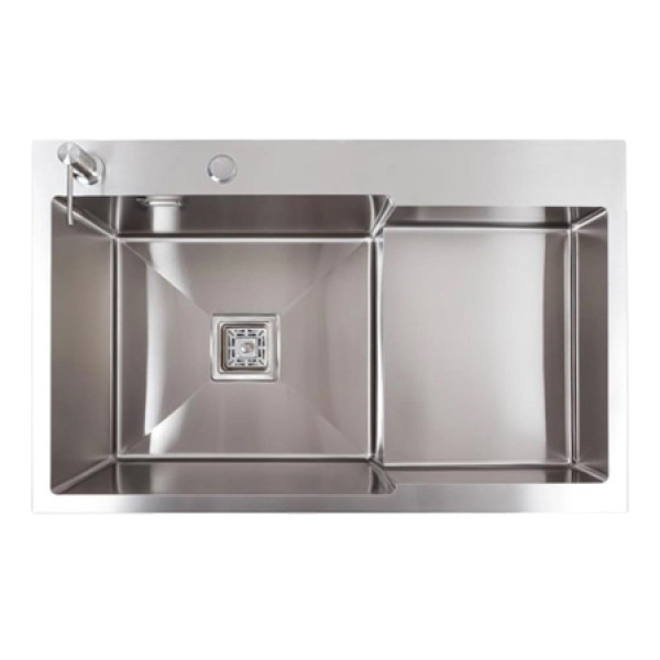 Фото - Мийка кухонна Platinum 78x50С L  нержавійка Handmade (поглиблена полиця, 3.0/1.0 мм)