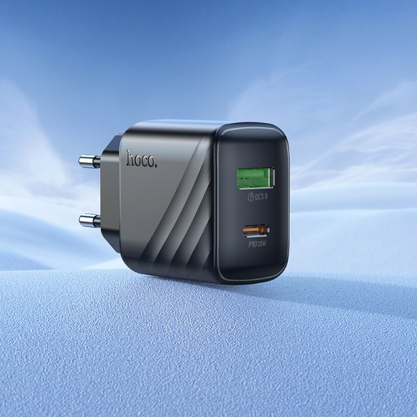 Фото - Мережевий зарядний пристрій HOCO CS25A Rico PD20W+QC3.0 charger set(C to iP) Black (6942007639798)