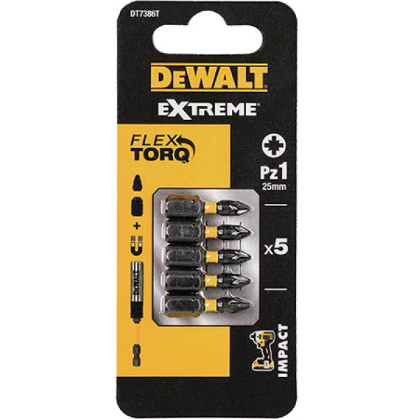 Фото - Біта для викрутки DeWALT IMPACT TORSION EXTREME 5 шт. (DT7386T)