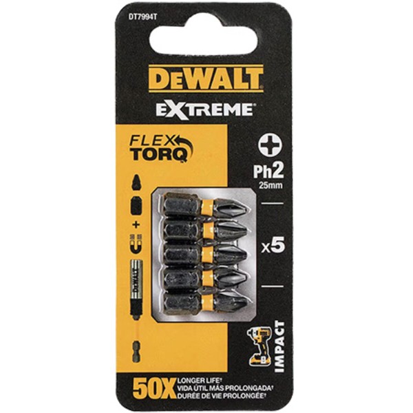Фото - Біта для викрутки DeWALT IMPACT TORSION EXTREME 5 шт. (DT7994T)