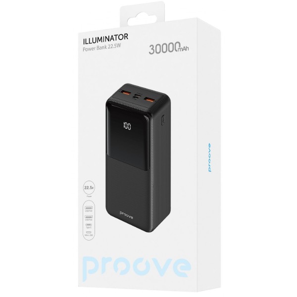 Фото - Батарея мобильная Proove Illuminator 22.5W 30000mAh black (2001001739751)