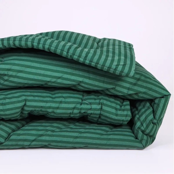 Фото - Ковдра зимова двоспальна євро MirSon №132 Сolor Fun Line 17-0612 Stripe Emerald Bamboo 220х240 см +нав 2 шт. (2200010857917)