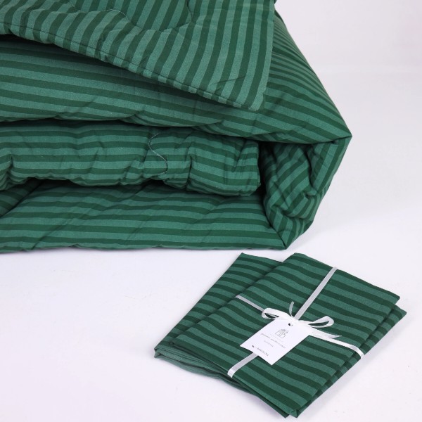 Фото - Ковдра зимова двоспальна євро MirSon №132 Сolor Fun Line 17-0612 Stripe Emerald Bamboo 220х240 см +нав 2 шт. (2200010857917)