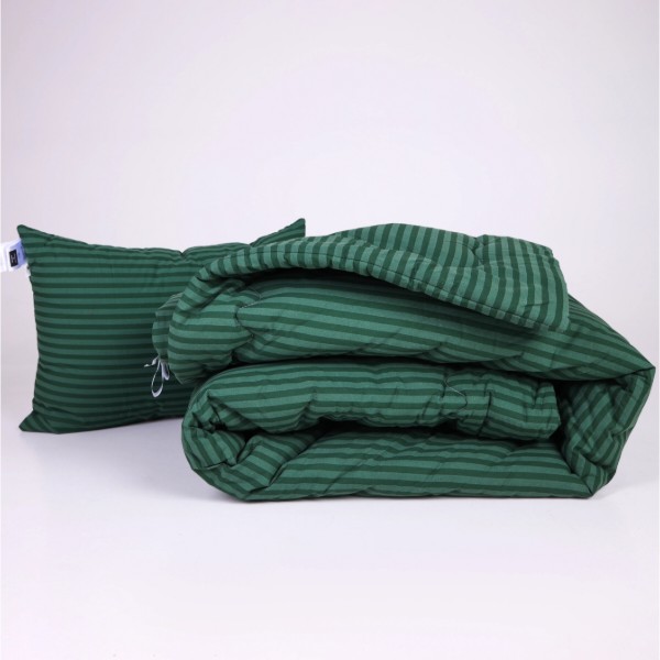 Фото - Ковдра зимова двоспальна євро MirSon №132 Сolor Fun Line 17-0612 Stripe Emerald Bamboo 220х240 см +нав 2 шт. (2200010857917)