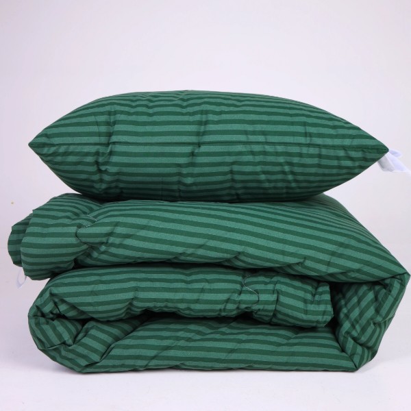 Фото - Ковдра зимова двоспальна євро MirSon №132 Сolor Fun Line 17-0612 Stripe Emerald Bamboo 220х240 см +нав 2 шт. (2200010857917)