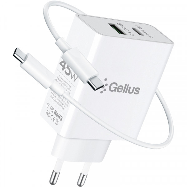Фото - Мережевий зарядний пристрій Gelius X-Duo PRO 45W GP-HC053 White+Cable Type-C/Type-C (92355)