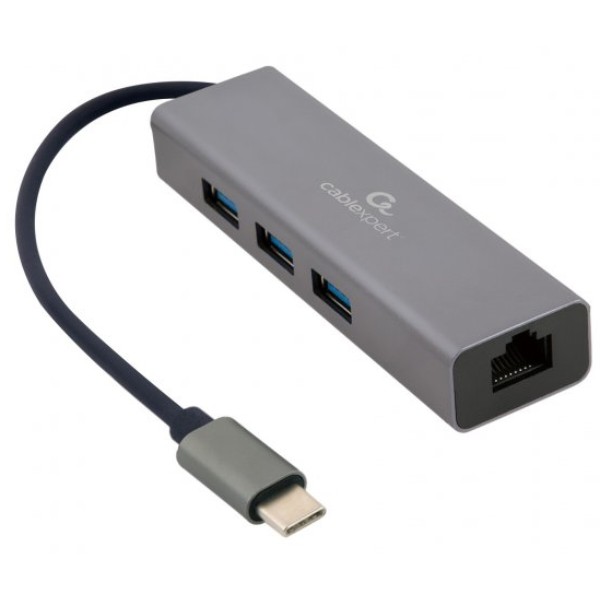 Фото - Хаб USB Cablexpert USB-С на Gigabit Ethernet, 3 Ports USB 3.1 (A-CMU3-LAN-01)