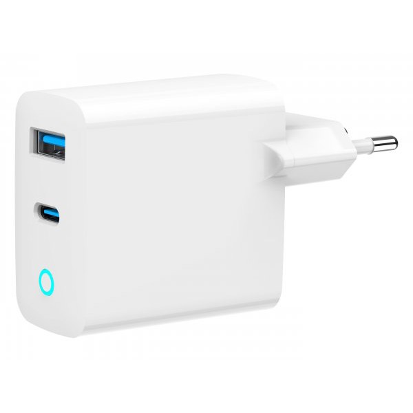 Фото - Мережевий зарядний пристрій Gembird 1 USB-A + 1 Type-C (TA-UC-PDQC30L-W-01)