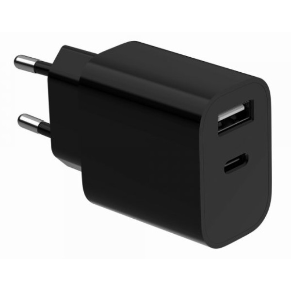Фото - Сетевое зарядное устройство Gembird 1xUSB-A+1xUSB-C 5V/2.4A (TA-UC-2AC12-01-BK)