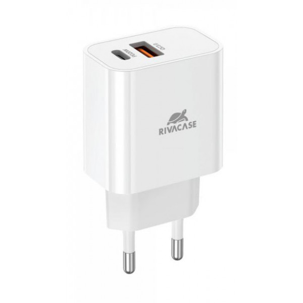 Фото - Мережевий зарядний пристрій RIVACASE 1 USB Type-C White (PS4102 W00)