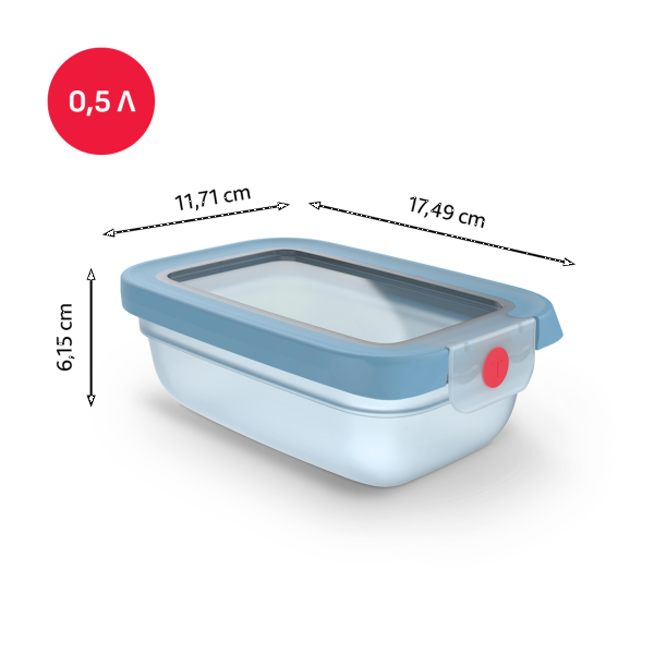 Фото - Ємність для зберігання Tefal N1210110 ONECLICK, 0,5 л блакитний