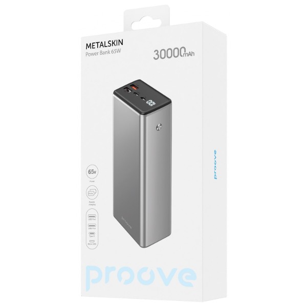 Фото - Батарея мобильная Proove Metalskin 65W 30000mAh gray (2001001739775)