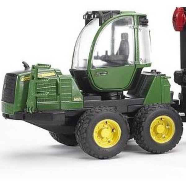 Фото - Наземная строительная техника BRUDER Трактор с системой захвата John Deere с прицепом и бревнами (02133)