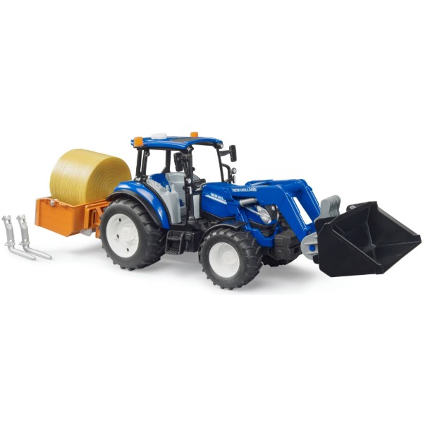 Фото - Наземная спецтехника BRUDER Трактор New Holland T5.121 с передним погрузчиком и аксессуарами (02187)