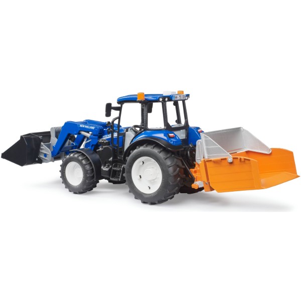 Фото - Наземная спецтехника BRUDER Трактор New Holland T5.121 с передним погрузчиком и аксессуарами (02187)