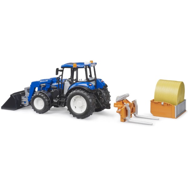 Фото - Наземная спецтехника BRUDER Трактор New Holland T5.121 с передним погрузчиком и аксессуарами (02187)