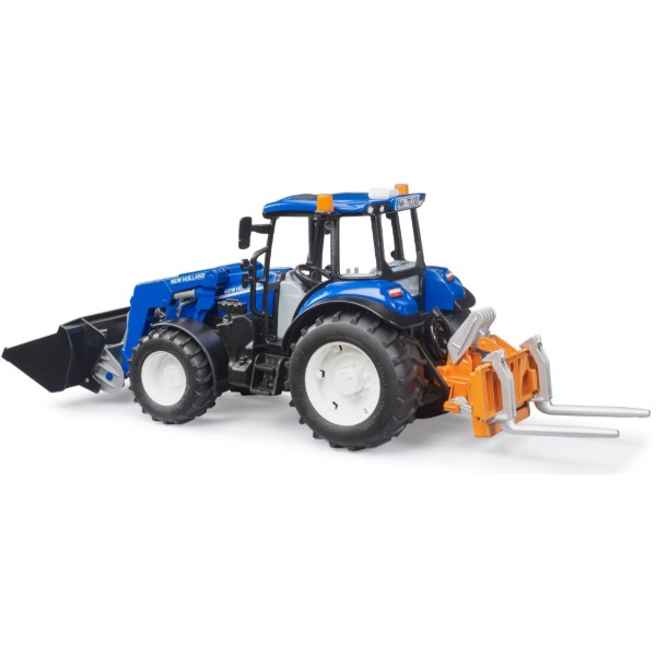 Фото - Наземная спецтехника BRUDER Трактор New Holland T5.121 с передним погрузчиком и аксессуарами (02187)