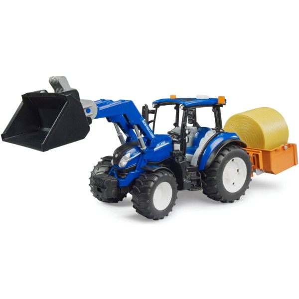 Фото - Наземная спецтехника BRUDER Трактор New Holland T5.121 с передним погрузчиком и аксессуарами (02187)