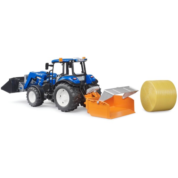 Фото - Наземная спецтехника BRUDER Трактор New Holland T5.121 с передним погрузчиком и аксессуарами (02187)