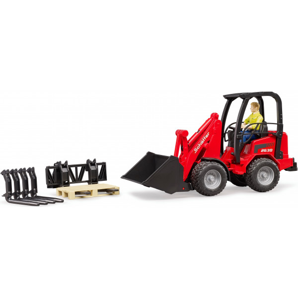 Фото - Наземна будівельна техніка BRUDER Міні-навантажувач Schaffer Compact 2630 з фігуркою та аксесуарами (02191)
