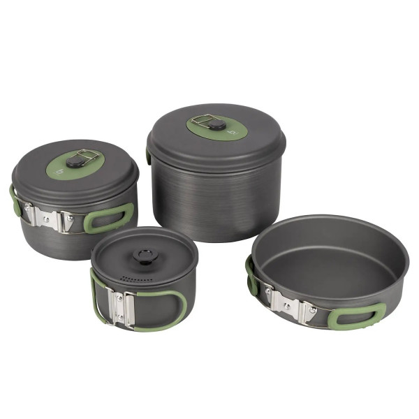 Фото - Набір посуду туристичний Bo-camp Explorer 4 Pieces Hard Anodized Grey/Green (2200244)