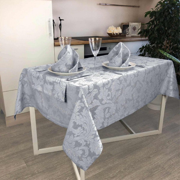 Фото - Скатертина квадратна Прованс 130х130 Сяйво Сіре срібло (024539)