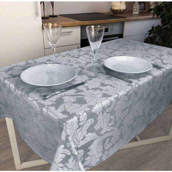 Фото - Скатертина квадратна Прованс 130х130 Сяйво Сіре срібло (024539)