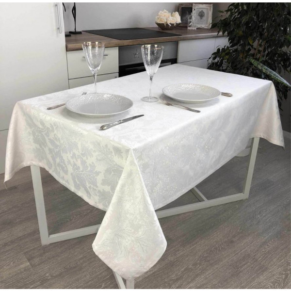 Фото - Скатертина квадратна Прованс 130х130 Сяйво Біле срібло (024529)