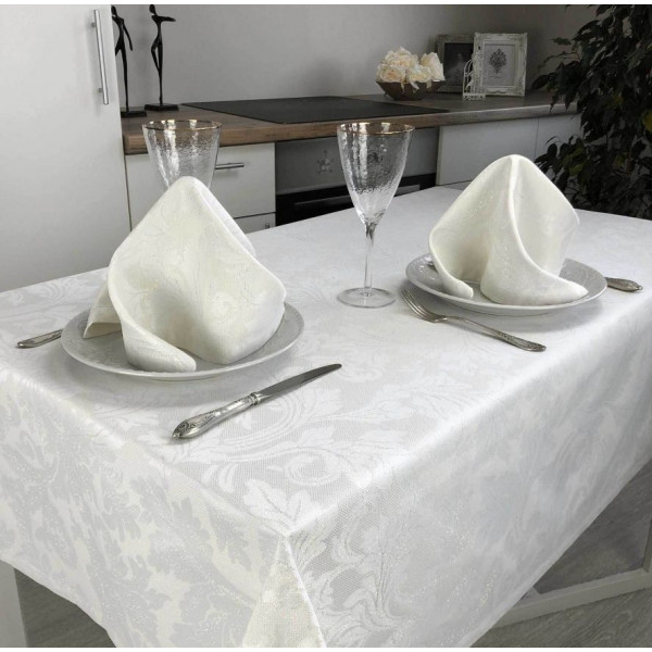 Фото - Скатертина квадратна Прованс 130х130 Сяйво Біле срібло (024529)