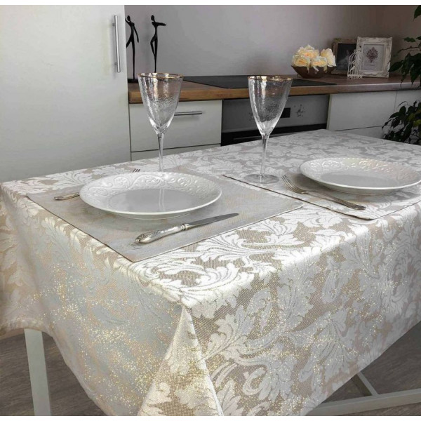 Фото - Скатертина квадратна Прованс 130х130 Сяйво Кавове золото (024537)