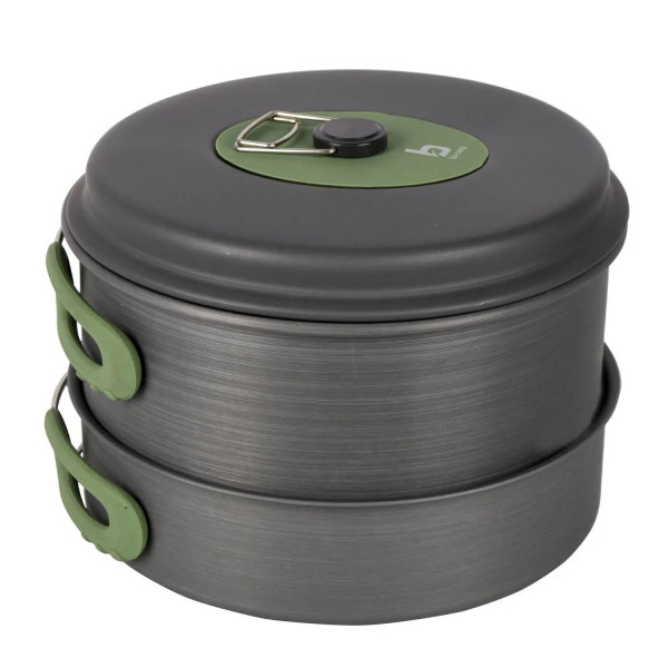 Фото - Набір посуду туристичний Bo-camp Explorer 4 Pieces Hard Anodized Grey/Green (2200244)