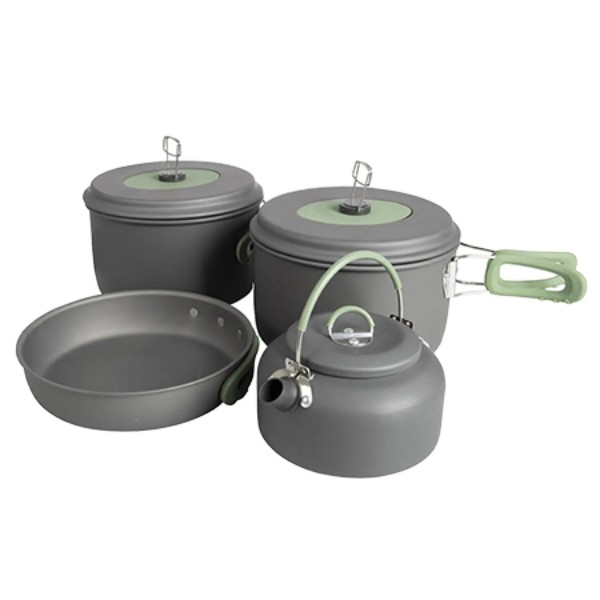 Фото - Набір посуду туристичний Bo-camp Explorer XL 4 Pieces Hard Anodized Grey/Green (2200249)