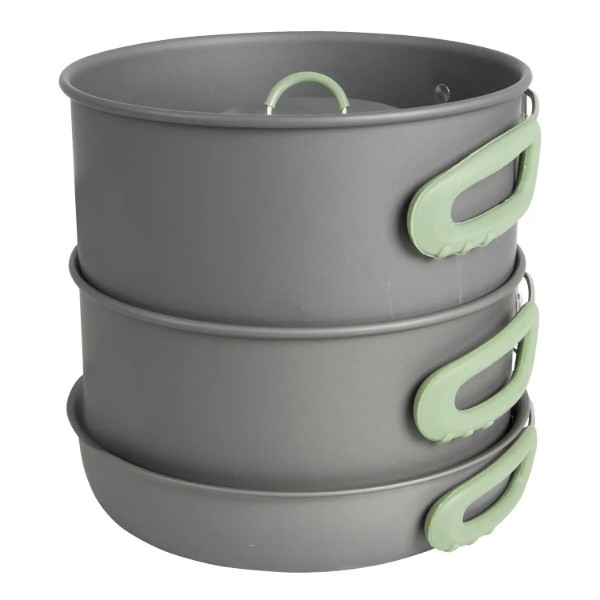 Фото - Набір посуду туристичний Bo-camp Explorer XL 4 Pieces Hard Anodized Grey/Green (2200249)