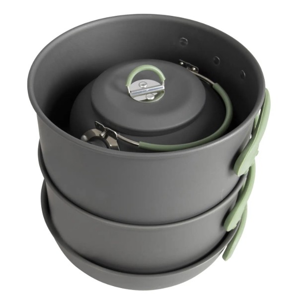 Фото - Набір посуду туристичний Bo-camp Explorer XL 4 Pieces Hard Anodized Grey/Green (2200249)