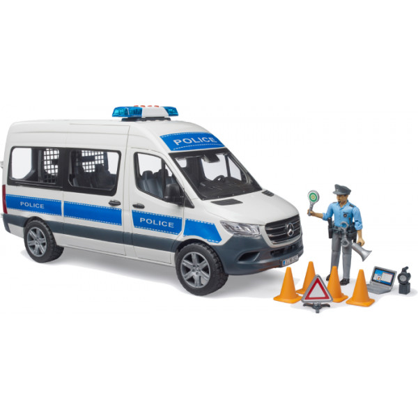 Фото - Наземна спецтехніка BRUDER Поліцейське авто MB Sprinter з поліцейським та аксесуарами (02683)