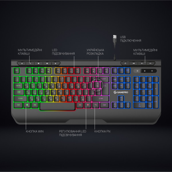 Фото - Клавиатура проводная игровая GamePro USB (GK550)