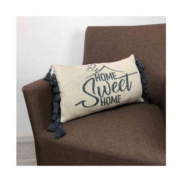 Фото - Подушка декоративна Прованс Home,sweet home сіра 30х45 см (023435)