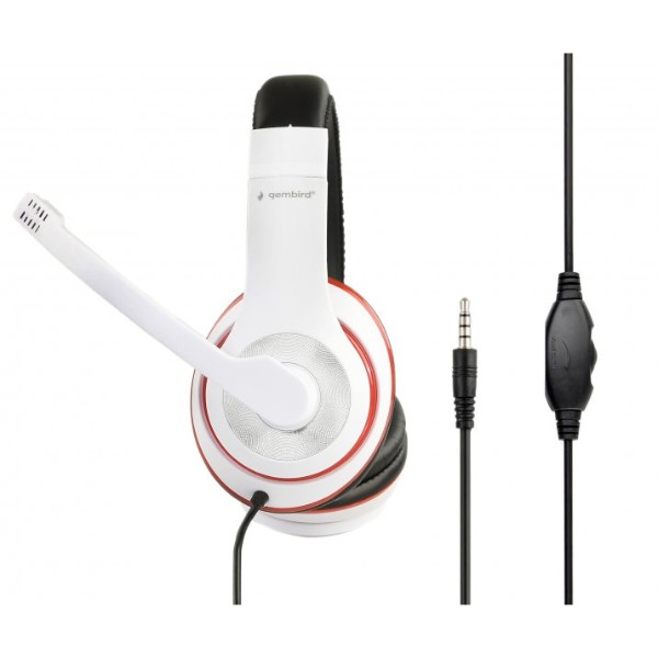 Фото - Гарнитура проводная Gembird MHS-03-WTRDBK White/Red/Black