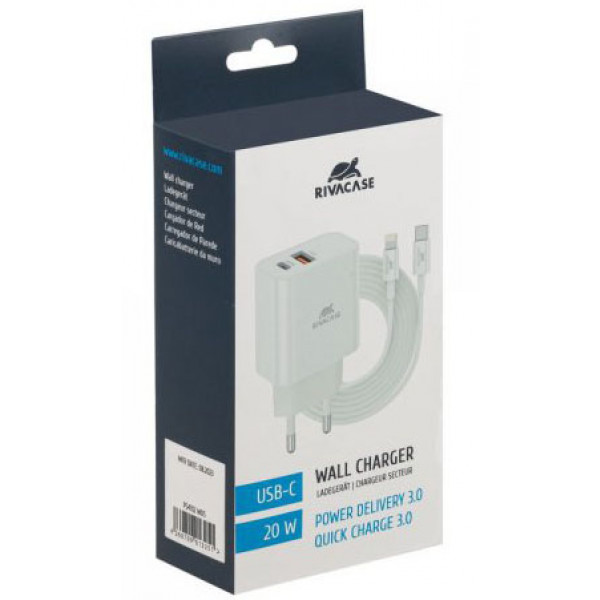 Фото - Мережевий зарядний пристрій RIVACASE 1 USB Type-C White (PS4102 WD5)