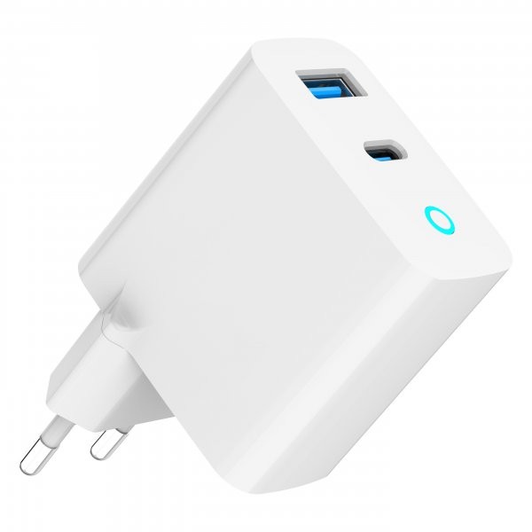 Фото - Мережевий зарядний пристрій Gembird 1 USB-A + 1 Type-C (TA-UC-PDQC30L-W-01)
