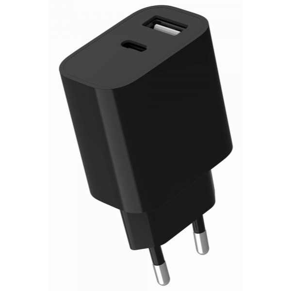 Фото - Сетевое зарядное устройство Gembird 1xUSB-A+1xUSB-C 5V/2.4A (TA-UC-2AC12-01-BK)