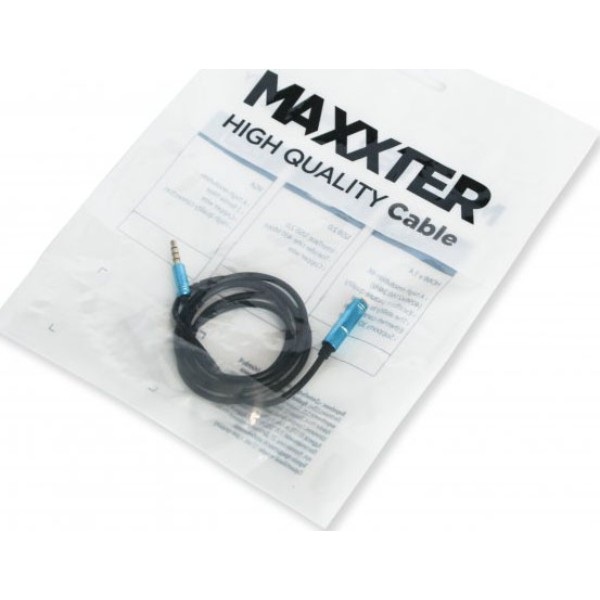 Фото - Кабель 3.5 мм -3.5 мм Maxxter M/F 1 m Black/Blue (A-3434-1m)