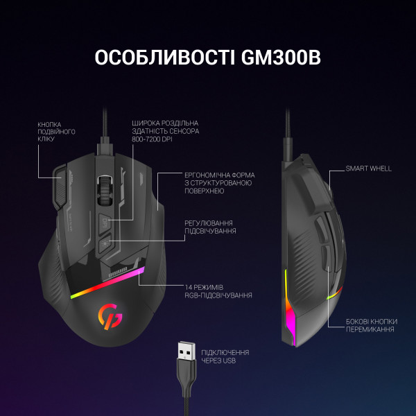 Фото - Миша дротова ігрова GamePro USB Black (GM300B)