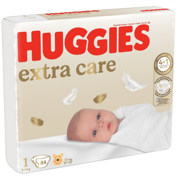 Фото - Одноразові підгузки Huggies Extra Care Розмір 1 (2-5 кг), 84 шт. (5029053578057)