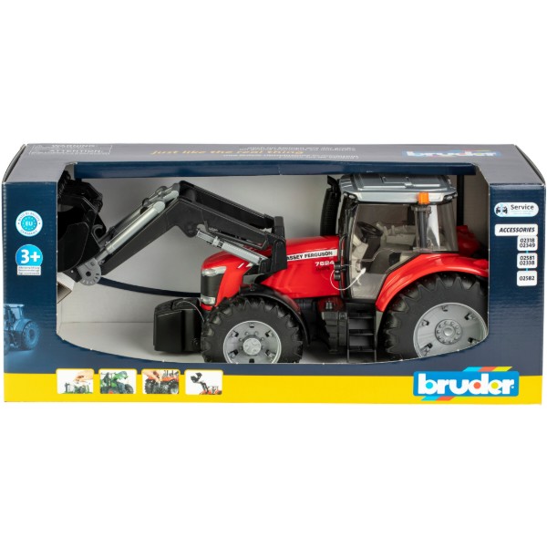 Фото - Наземная строительная техника BRUDER Трактор Massey Ferguson 7624 с передним погрузчиком  (03047)