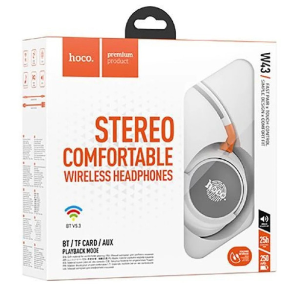 Фото - Навушники повнорозмірні бездротові HOCO W43 White (6931474794635)