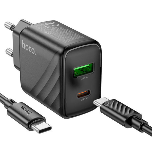 Фото - Мережевий зарядний пристрій HOCO CS23A PD30W+QC3.0 Type-C (EU) Black (6942007609968)