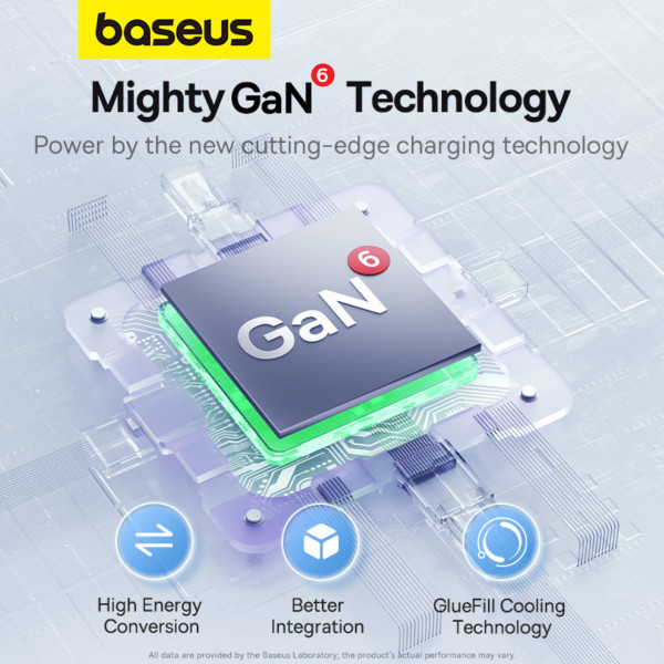 Фото - Мережевий зарядний пристрій Baseus GaN6 Pro Fast Charger 2C+2U 65W EU Cluster Type-C to Type-C 100W 1m Black (P10162701113-00)
