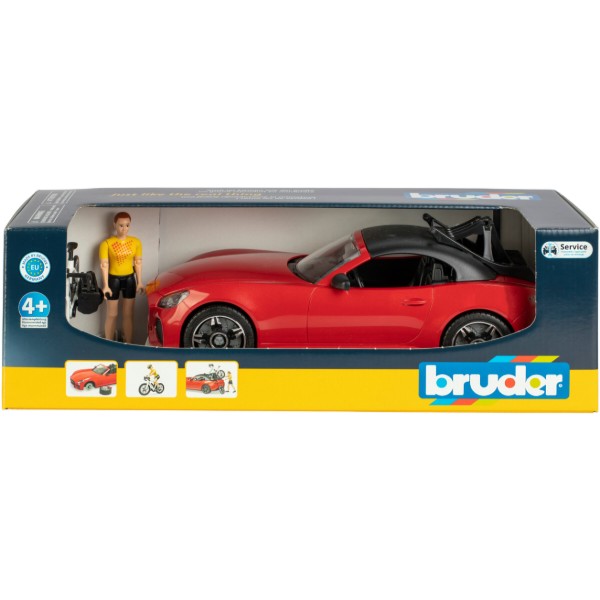 Фото - Автотранспорт BRUDER Roadster з велосипедом та фігуркою (03485)