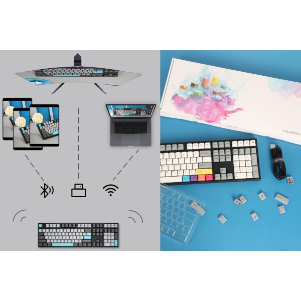 Фото - Клавиатура беспроводная игровая Varmilo APT108 CMYK, C-TK Red, WL/USB-A, White Led (A93A024D4A5A17A007)